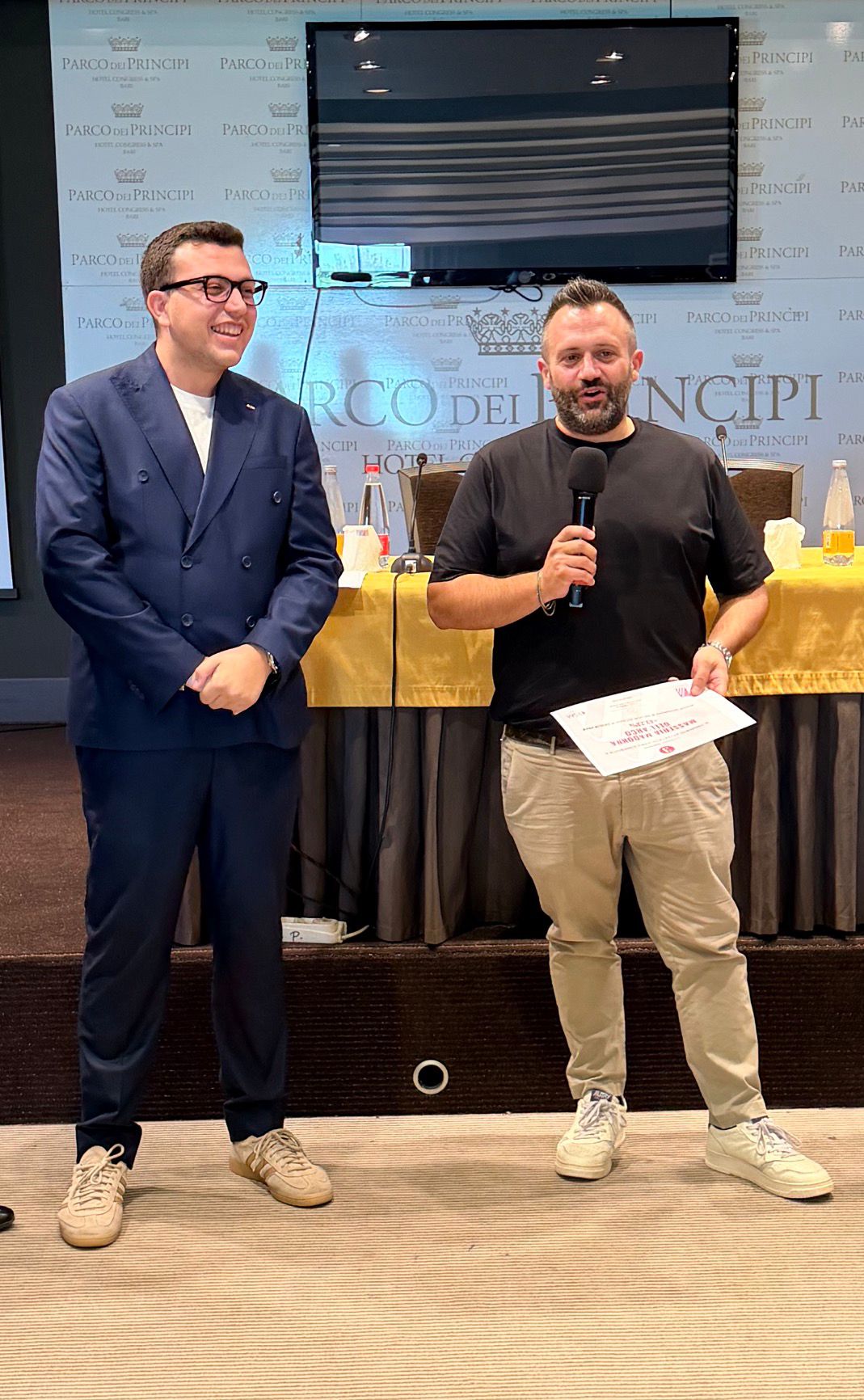 Mattia Cosimo Saracino durante un evento al Parco dei Principi